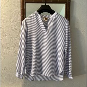 Anne Klein XS light blue and White Striped Blouse.